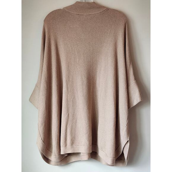 White House Black Market Womens Sweater Cape Beige Oversize Jacket Sz L A0043 - Picture 2 of 6